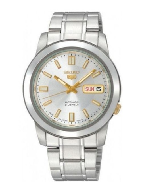 Seiko 5 Men&#039;s Silver Automatic Dial Stainless Steel Band Watch [SNKK 09-J1]