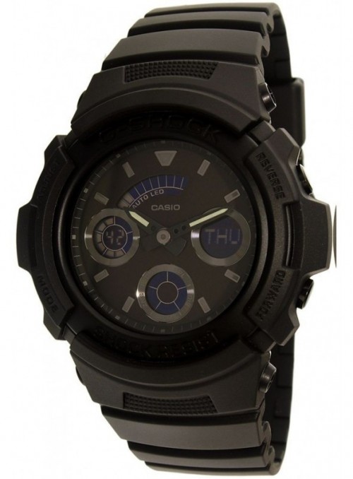 Casio G-Shock Men&#039;s Black Dial Silicone Band Watch - AW591BB-1A